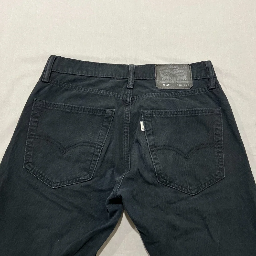 Levis 512 Mens Black Wash Slim Fit Premium Jeans White Tab Punk Grunge 30x33